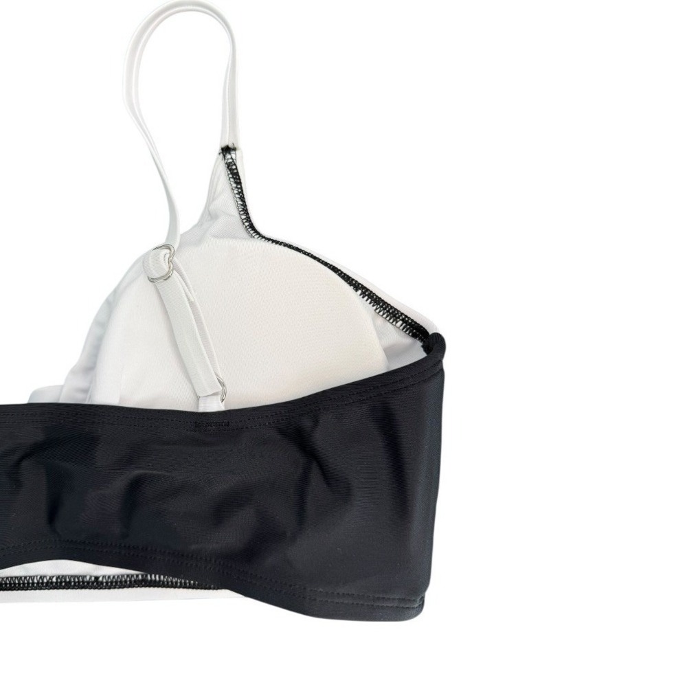 Cupshe NWT White and Black Color Block Crisscross Bikini Set High Waisted Medium - Picture 8 of 10